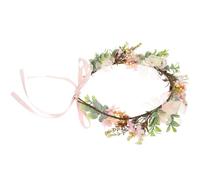 TEHAUX Pet Cat Dog Collar Dog Floral Crown for Wedding Adjustable Ribbon Design Fabric Artificial Flowers Wreath for Parties and Other Occasions