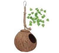 TEHAUX Pet Nest Reptile Coconut Shell Hideout 2 Piece Set Vine for Lizard and Gecko for Terrarium Supplies and Breeding