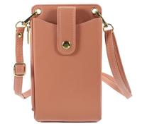 TEHAUX Pink Crossbody Phone Bag for Women Small Shoulder Purse Multiple Card Slots and Belt Buckle, Medium Size Cell Phone Pouch for Travel and Daily Use