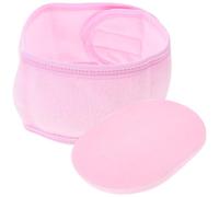 TEHAUX Pink Spa Headband and Face Washing Sponge for Women, Non-slip Cloth Makeup Headband Soft Sponge, Effortless to Wear and Take for Makeup and Skincare Routine