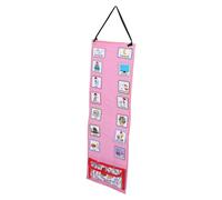 TEHAUX Pink Visual Schedule Chart for Daily Routine Board with Colorful Classroom Calendar Responsibility Organizer for Morning and Bedtime Compact Pocket Chart for Family and Special
