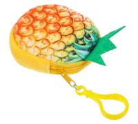 TEHAUX Plush Pineapple Coin Purse with Keychain, Cartoon Fruit Shape Mini Wallet for Women, Fuzzy Zipper Pouch that Can Hold Cash and Attach to Shoulder Bag