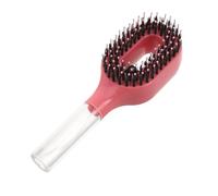 TEHAUX Portable 2-in-1 Water Spray Hair Brush with Built-in Sprayer for Even Coverage and One-handed Styling, 55ml Pink Plastic and Nylon Detangler for Curly or Wavy Hair, for Everyday