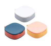 TEHAUX Portable 3pcs Waterproof Pill Organizer Set with Sealing Compartments, Mini Travel Medication Storage Box in White, Orange-Blue, and Yellow-Pink for Daily Supplement Random Color