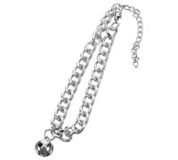 TEHAUX Portable Dog Collar Adjustable Puppy Collar Aluminum Alloy Silver with Pendant Bell Comfortable Fit Stylish Cute Accessory for Dogs and Cats
