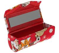 TEHAUX Portable Lipstick Holder Small Lipstick Case Japanese Style Red Lip Balm Storage Box with Mirror Compact Cosmetic Organizer for Women Travel Use