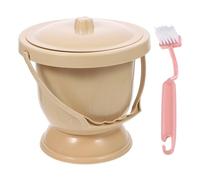 TEHAUX Portable Urinal Pail Pot with Lid, Small Khaki Household Bedpan for Adults, Women, Elderly, Thickened Plastic Urine Container with Handle for Travel and Home Use Random Color