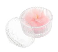 TEHAUX Powder Puff for Body Powder with Dual-sided Velvet Flocked Material and 3d Ribbon Flower Design Includes Glass Dustproof Storage Box