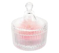 TEHAUX Powder Puff Includes Glass Storage Jar with Lid for Loose Powder Soft Velvet Dual-sided with 3d Ribbon Flower Design Elegant and Portable Face Applicator