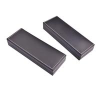 TEHAUX Pu Leather Pen Box and Stationery Case Set for Office and Business Use, Black Compact Pencil Holder, Portable 170x62x29mm Box, 2 Pieces