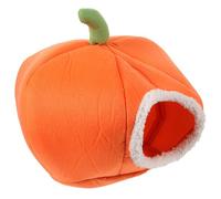 TEHAUX Pumpkin Pet Bed with Cushion Small Animal House for Hedgehog Rat Orange Cloth Hiding Place Winter Sleep Comfortable Pet Sleeping House