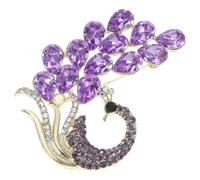 TEHAUX Purple Peacock Rhinestone Brooch Pin for Women with Full Crystal Design, Versatile Use on Bags and Hats, Unique Sparkly Animal Brooch, for Fashion Accessories