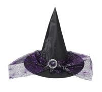 TEHAUX Purple Witch Hat Halloween Costume Accessory Breathable Polyester Material with Wide Brim and Pointed Tip Maintains Shape for Women for Festivals and Celebrations