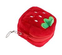 TEHAUX Purse Data with Cute Strawberry-Shaped Plush Keychain Coin Red Small Pouch Cable Organizer and Girls for Travel and Shopping