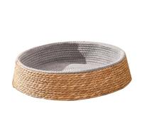 TEHAUX Rattan Cat Bed Small Pet Nest Scratch-resistant Dog Sleeping Pad Comfortable Indoor Mat for Cats and Puppies Cool Summer Resting Basket