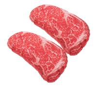 TEHAUX Realistic Steak Shape Dog Chew Interactive Pet for Teething and Boredom Relief 2pcs with Squeaker Made of Sturdy Oxford Cloth and Pp Cotton for Puppies and Adult Dogs