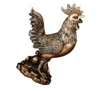 TEHAUX Resin Rooster Adornment with Antique Bronze Finish Feng Shui Desktop Ornament for Home Office Car Decoration Detailed Chinese Zodiac Rooster Model Elegant Garden Accent for Stylish