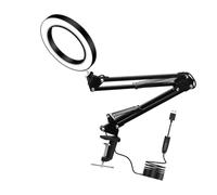 TEHAUX Retractable Long Arm Magnifying Glass Desk Lamp with Adjustable LED Light Level Brightness USB Powered Table Lamp for Reading Welding Repair Jewelry Making and Crafts