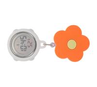 TEHAUX Retractable Nurse Fob Watch with Digital Display and Lightweight Silicone Cover, Orange Flower Clip for Clinical Tasks and Extended Care Activities, Easy to Read Pocket Watch