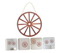 TEHAUX Retro Wooden Wagon Wheel Wall Decor Vintage Rustic Wooden Craft with Rounded Edges for Bedroom Bar Garage Indoor Outdoor Decorative Hanging