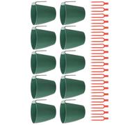 TEHAUX Reusable Hanging Strawberry Rooting Cup Kit with Green Plastic Side Nursery Pots and Fork Hooks Breathable Propagation Containers for Garden Balcony Patio and Greenhouse Plant