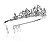TEHAUX Rhinestone Bridal Crown Headband with Comb, Silver Wedding Tiara for Bride, Women’s Bridal Headdress Hair Accessory for Royal Wedding and Special Occasions