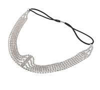 TEHAUX Rhinestone Bridal Hairband Elastic Multi-Layer Design, Silver Wedding Head Chain for Brides, Decorative Bride Head Jewelry for Special Occasions