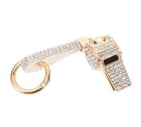 TEHAUX Rhinestone Inlaid Metal Whistle Keychain Sound, Sports Whistle Pendant for Coaches and Referees, White AB Crystal Key Ring for Car and Backpack Accessories