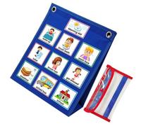 TEHAUX Schedule Chart DIY Chore Chart with Blue Polyester and Felt Material, Visual Schedule to Develop Routines and Habits and Rewarding Good Behaviour for ’s Daily Routine