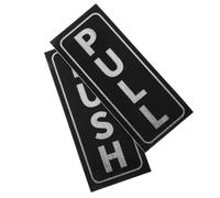 TEHAUX Self-adhesive Push Pull Door Sticker with English Labels Pvc Material 2pcs Black Background, Easy Installation and Wear-resistant for Glass and Sliding Doors for Office