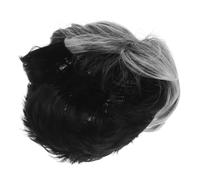 TEHAUX Short Silver Grey Messy Curly Wig for Men, Heat Resistant and Easy Maintenance High Temperature Wire Hairpiece, Natural Looking Silver Ombre Gradient Style for Parties or Cosplay