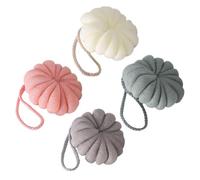 TEHAUX Shower Balls Bath Loofah Balls Stretchy Mesh Sponges 4Pcs 10X10X2.6Cm Gentle Massage Exfoliating Bathroom Supplies for Adults in Bathrooms and Hotels with Hanging Rope