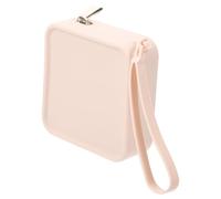 TEHAUX Silicone Portable Period Bag with Skin-Texture Surface, Compact Reusable Sanitary Napkin Storage Pouch for Teen, Lightweight Female Menstrual Product Holder in Beige
