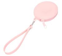 TEHAUX Silicone Small Coin Purse with Wrist Strap, Pink Mini Change Purse Keychain, Zippered Portable Wallet for Travel School and Daily Use