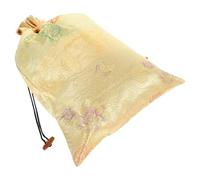 TEHAUX Silk Drawstring Jewelry Pouch Bag, Small Yellow Storage Bag for Wedding Favors, Chinese Style Candy and Accessory Organizer