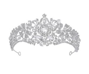 TEHAUX Silver Crown Headband for Brides Lightweight Zinc Alloy with Dazzling Rhinestones Embellishment Secure Design Bridal Hair Accessory for Wedding and Special Occasions