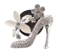 TEHAUX Silver High Heel Plastic Alloy Rhinestone Design Car Air Freshener Clip with Aromatherapy Function Suitable for Car Vent Use Desktop Fan and Trip Accessories