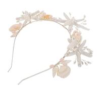 TEHAUX Silver Pearl Seashell Crown Headband for Wedding Beach Party Mermaid Hair Accessories for Girls Women Pearl Shell Headband Bridal Hairpiece