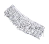 TEHAUX Silver Sequin Tassel Trim for Garment Making, Polyester and Plastic Material, Decoration with Freely Cuttable Features, for Table Cloth and Curtain Accessories