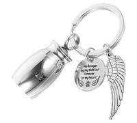 TEHAUX Silver Stainless Steel Urn Keychain Strong Lid Accommodates Small Pet Ashes Memorial Pendant for Pet Loving Friends and Family at Memorable Place