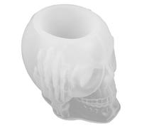 TEHAUX Skull Scented Candle Holder for Halloween Decor DIY Silicone Mold Skull Shaped Candlestick Holder for Home Party
