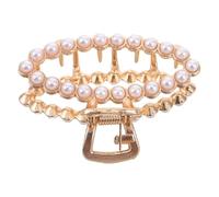 TEHAUX Small Pearl Hair Claw Clips for Thick and Curly Hair Non-slip Metal Barrette Secure Hold and Decorative Design for Women