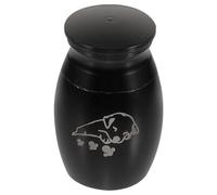 TEHAUX Small Pet Urn for Ashes, Metal Alloy Memorial Container | Black Finish, Minimalist Style, Lightweight Form, for Parrot and Pet Remembrance, Shiny Appearance