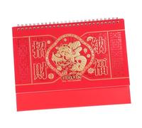 TEHAUX Small Red Desk Calendar with Horse Year Design Monthly and Daily Academic Planner for Home Office School Traditional Chinese Zodiac Organizer with Thick for Notes and Appointments