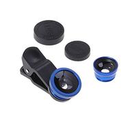 TEHAUX Smartphone Universal Cell Phone Camera Lens, 3 in 1 Super Wide Angle Lens Macro Lens and Fisheye Lens Clip on Mobile Phone Lens, 52mm Universal Interface (Blue)