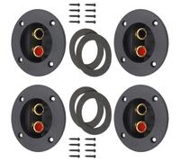 TEHAUX Speaker Terminal Connectors and Quick Disconnect Feature with Binding Post Terminals round 4pcs ABS and Zinc Alloy Material for Car and Home Audio-visual Subwoofer Audio