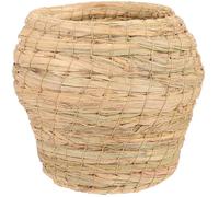 TEHAUX Straw Bird Nest for Pets and Birds, Portable and Lightweight Straw Woven Nest with Three Fixing Ties, for Courtyard and Home Gardening Decor