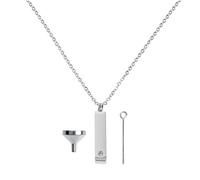TEHAUX Titanium Steel Urn Necklace Pendant with Diamonds Silver Cremation Jewelry for Ashes Memorial Keepsake with Chain and Funnel, Stainless Steel Necklace for Men Suitable for Human