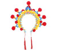 TEHAUX Traditional Plush Peking Opera Headband with Elegant Pompom Design, Comfortable Wear and Twistable Design, for Peking Opera Performances and Themed Parties