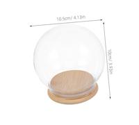 TEHAUX Transparent Glass Dome Cloche with Bamboo Base Snow Globe Inspired Display Case for DIY Crafts Preserved Flowers Fairy Lights Home Decor Showcase